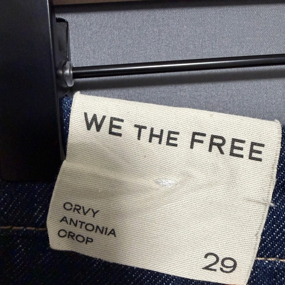 We The Free Antonia Crop Jeans Women 29 Blue Wide Leg Pleated High Rise Boho Y2K - Picture 12 of 14